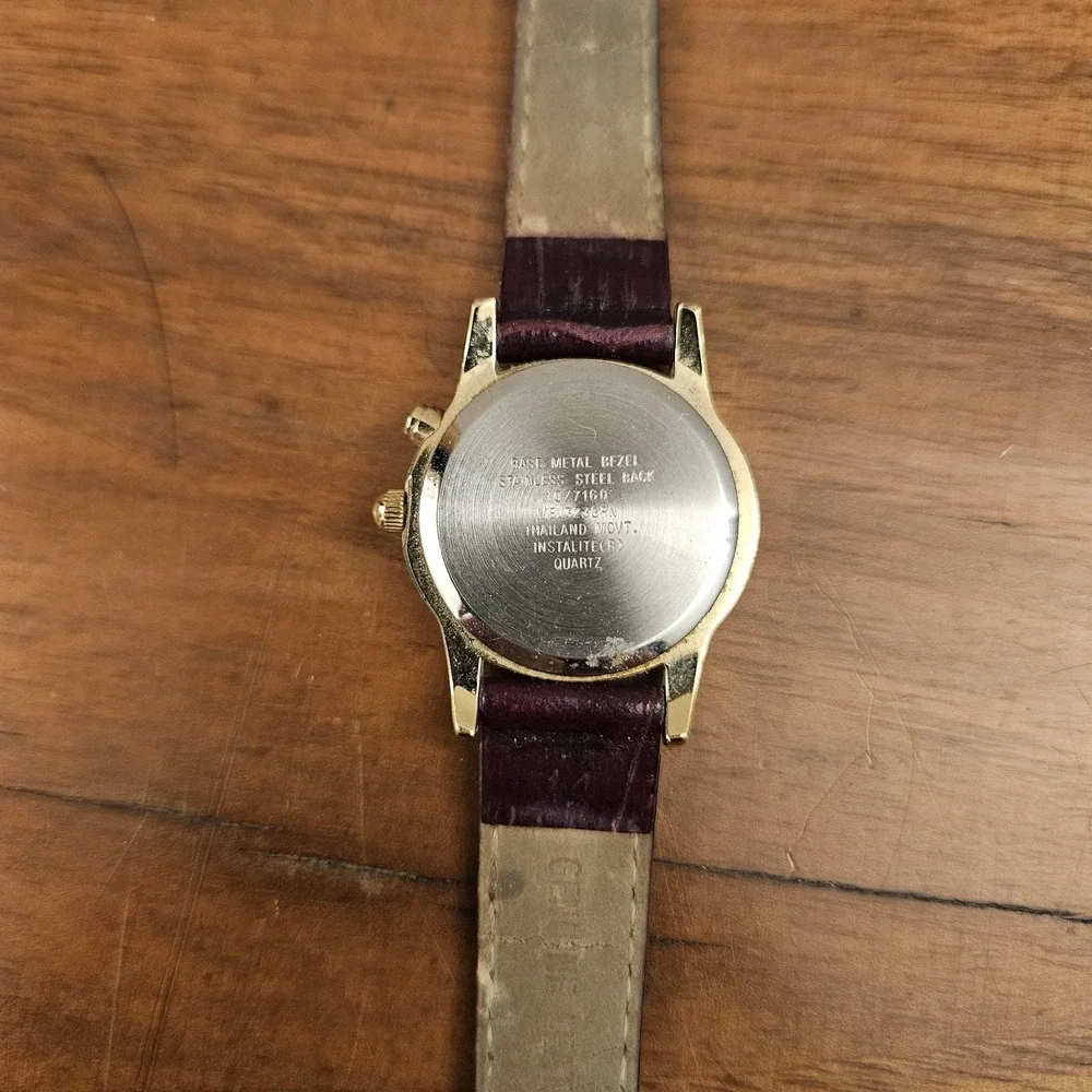 AK Anne Klein Watch Women‎ Instalite Gold Tone Leather Band Needs New Battery